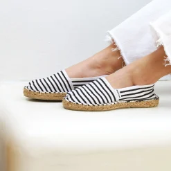 Best Sale Espadrilles toile coton noir doré Femme Dressing Recyclé|Espadrilles