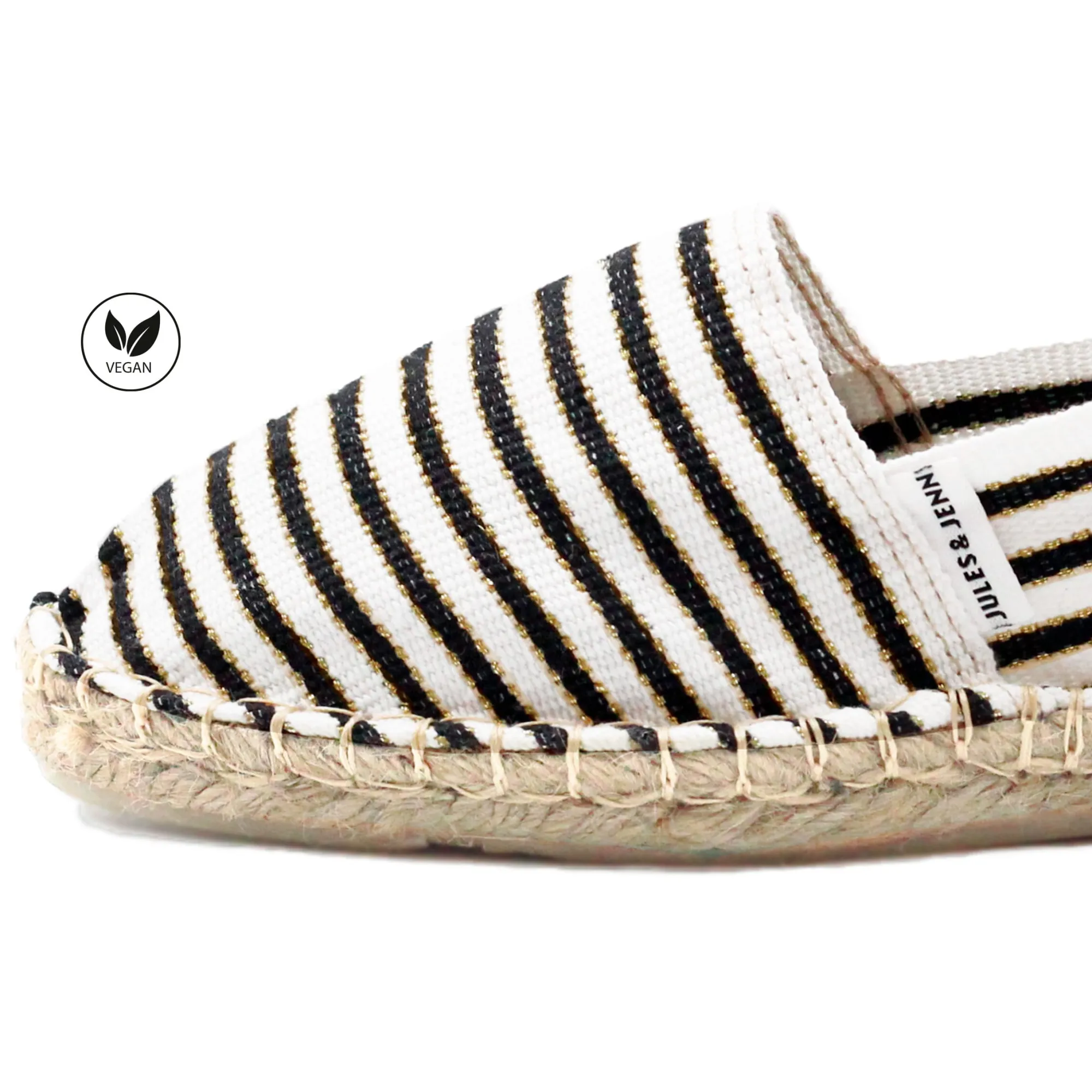Best Sale Espadrilles toile coton noir doré Femme Dressing Recyclé|Espadrilles