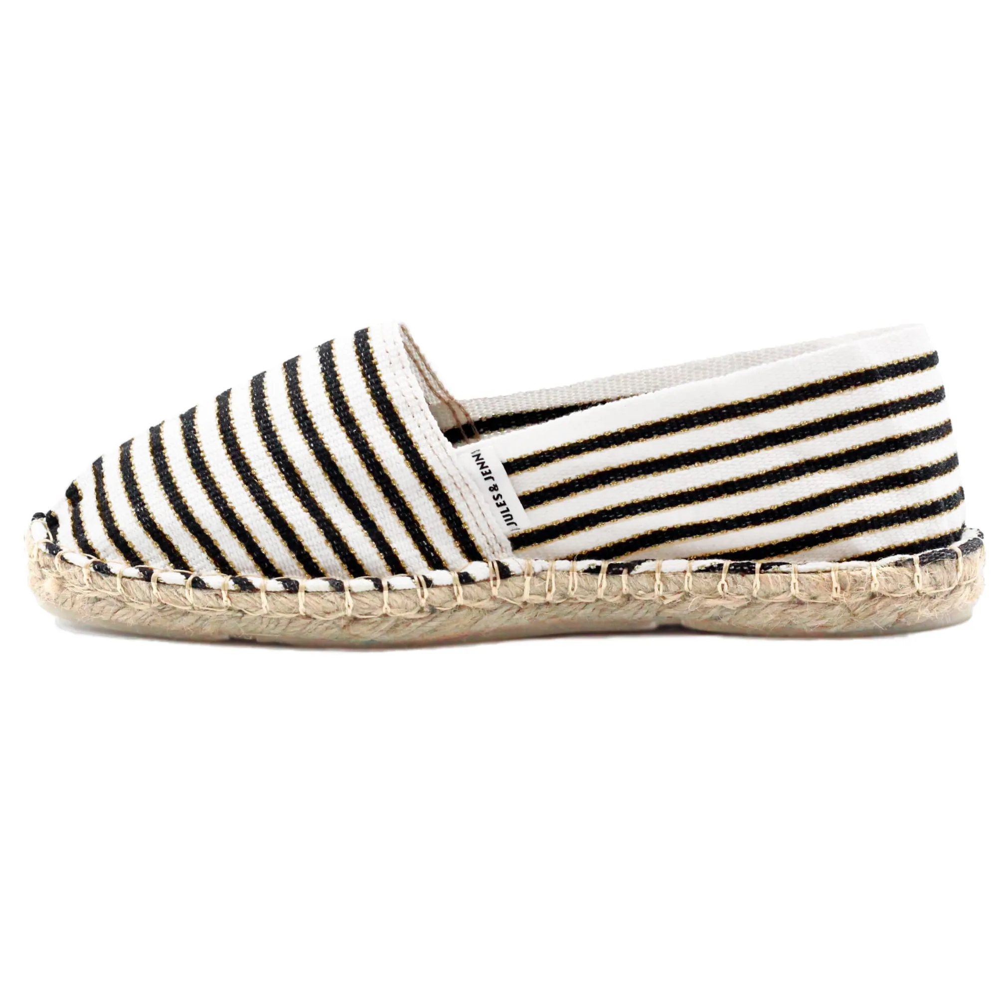Best Sale Espadrilles toile coton noir doré Femme Dressing Recyclé|Espadrilles