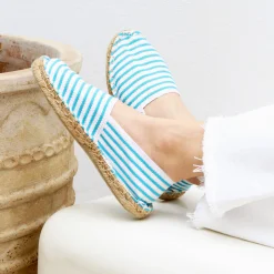 Sale Espadrilles toile coton turquoise Femme Dressing Recyclé|Espadrilles