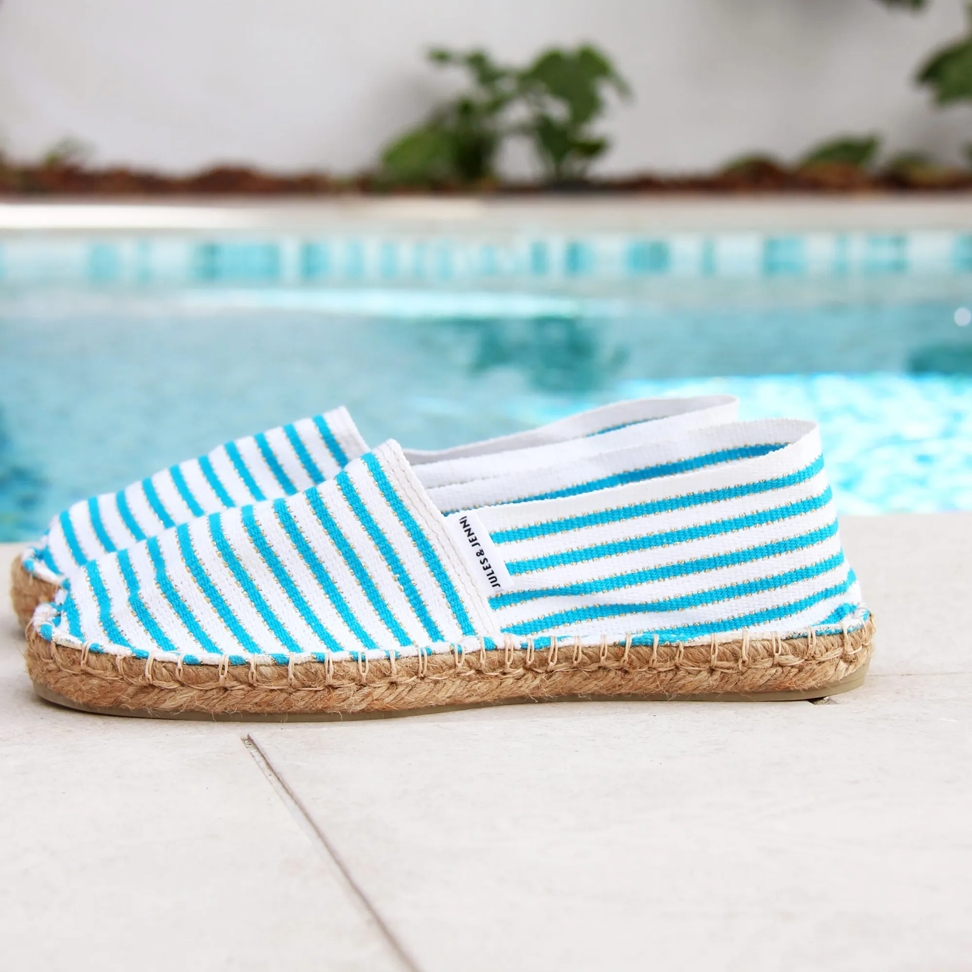Sale Espadrilles toile coton turquoise Femme Dressing Recyclé|Espadrilles