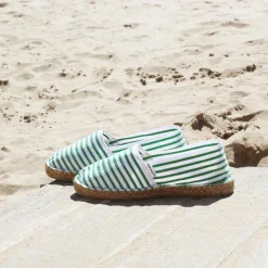 Outlet Espadrilles toile coton vert doré Femme Dressing Recyclé|Espadrilles