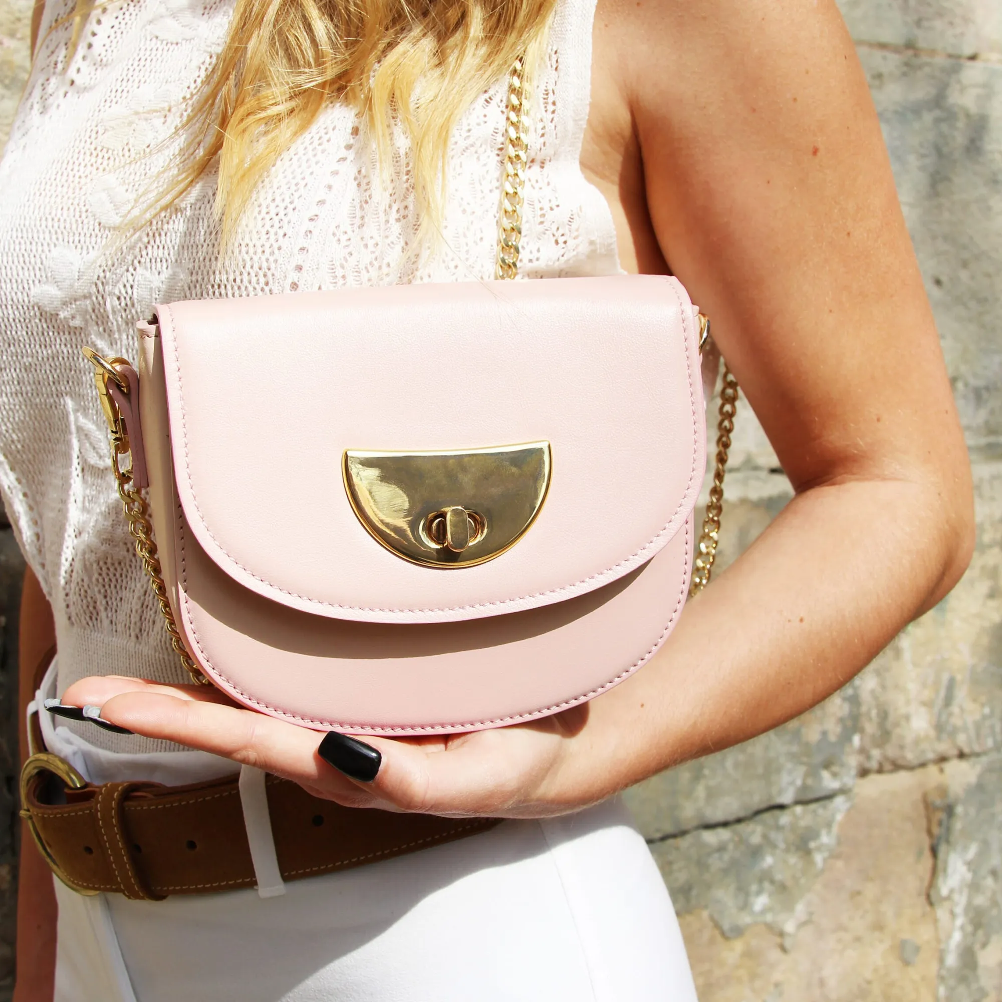 Online Mini sac cuir rose poudré Femme Sacs À Main