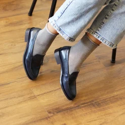 New Mocassins cuir bleu Femme Mocassins & Derbies