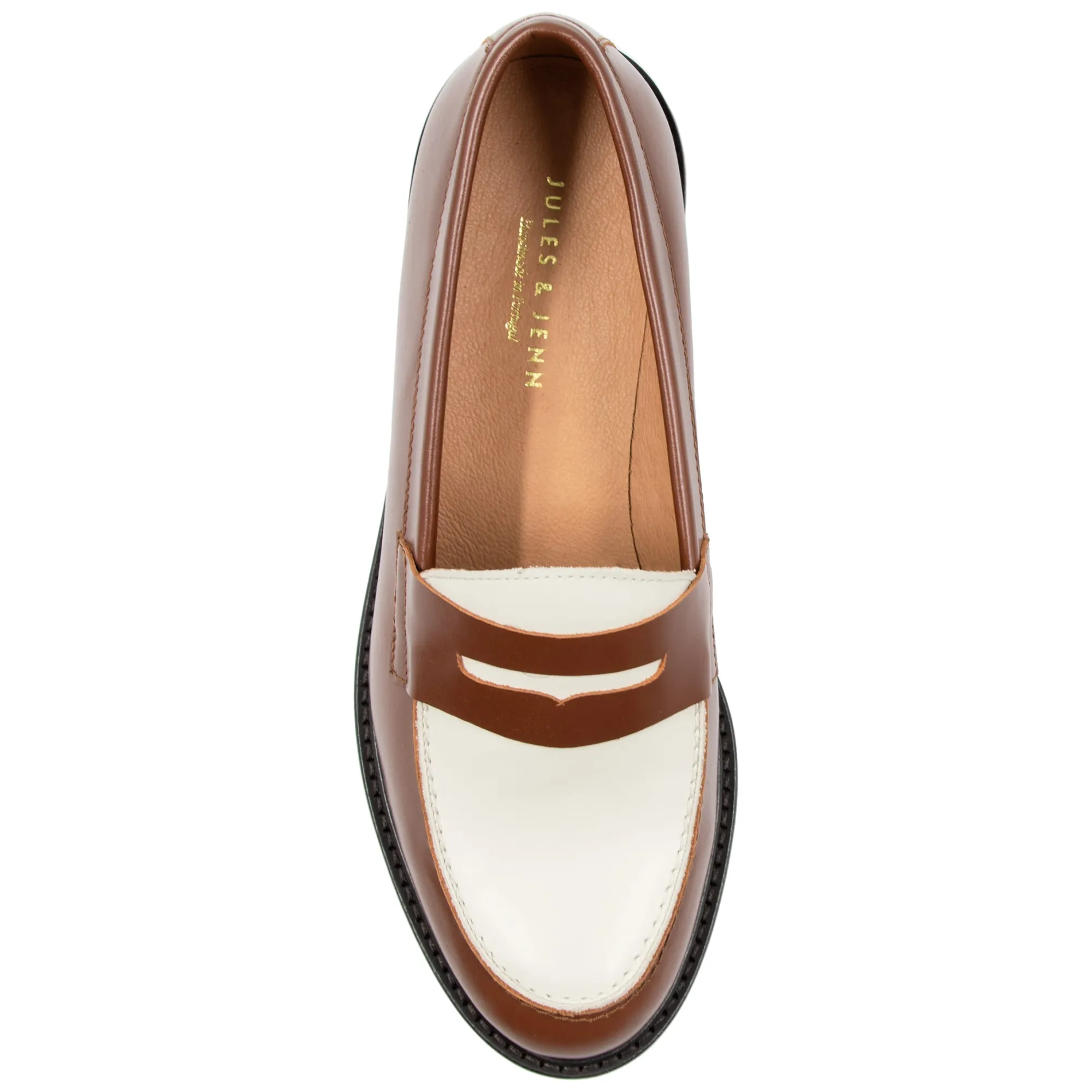 Shop Mocassins cuir cognac blanc Femme Mocassins & Derbies