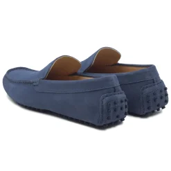 Outlet Mocassins cuir daim bleu Homme Mocassins