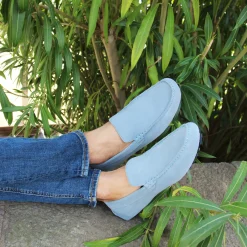 Cheap Mocassins cuir daim bleu clair Homme Mocassins