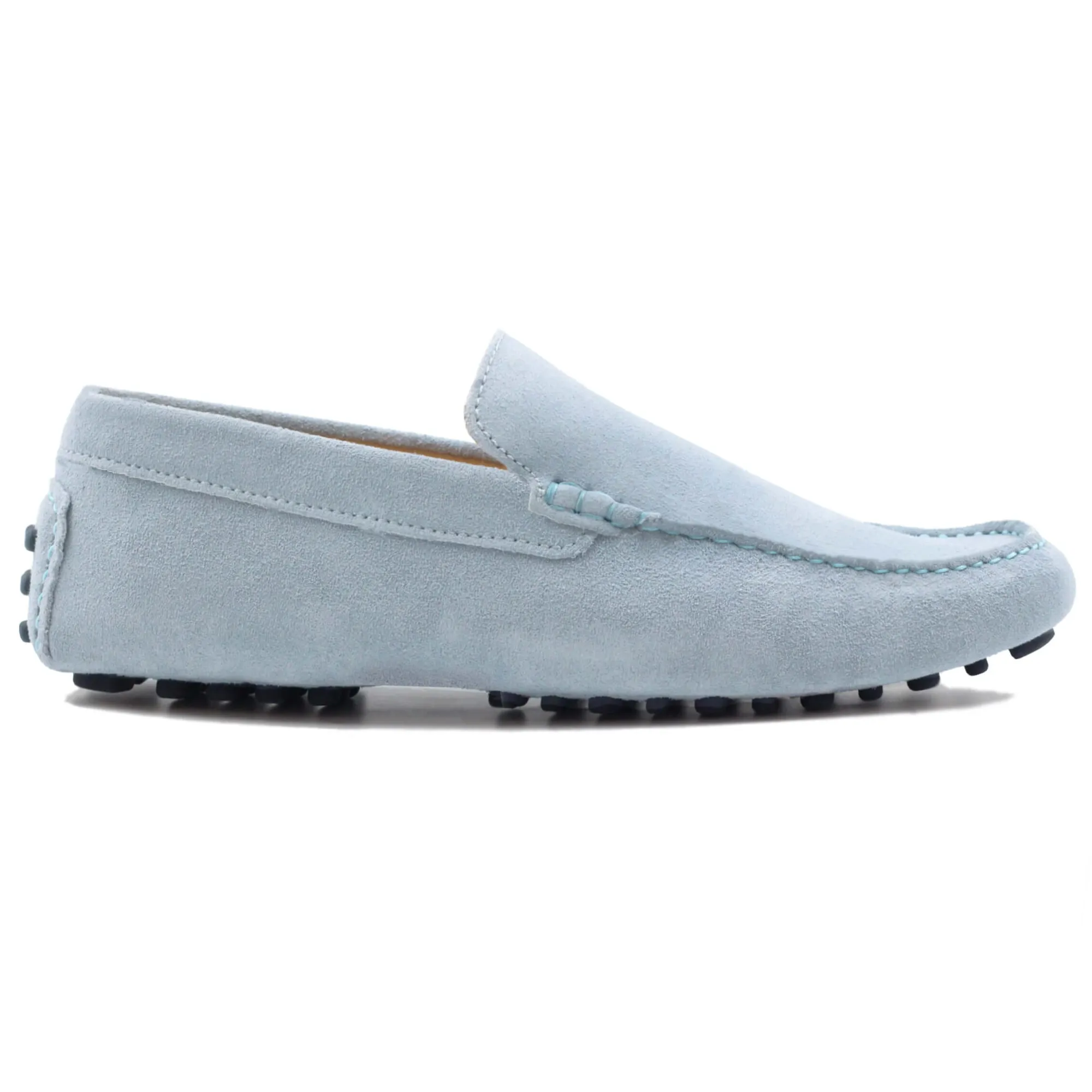 Cheap Mocassins cuir daim bleu clair Homme Mocassins