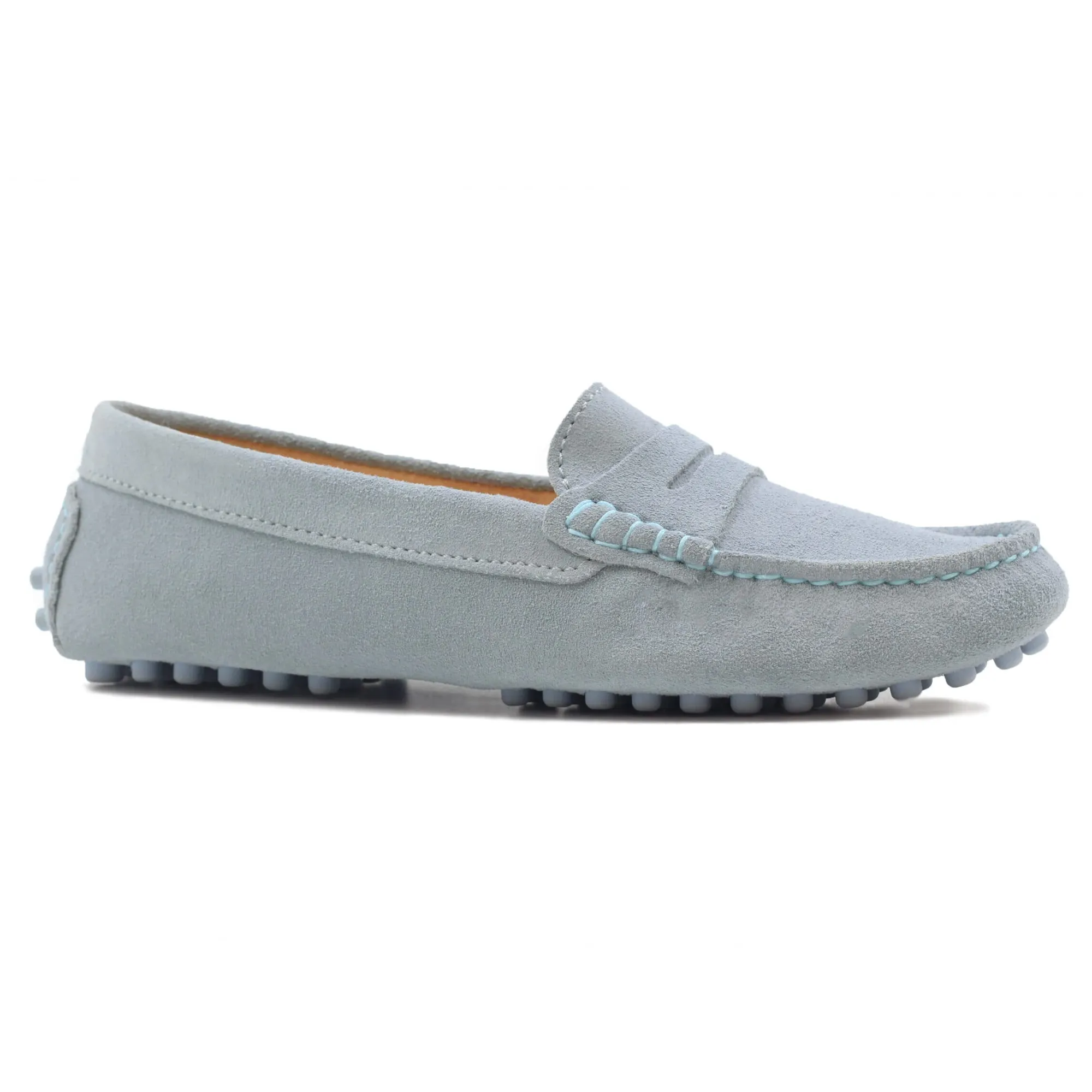 Cheap Mocassins cuir daim bleu clair Femme Mocassins & Derbies