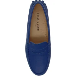 Shop Mocassins cuir grainé bleu royal Femme Mocassins & Derbies