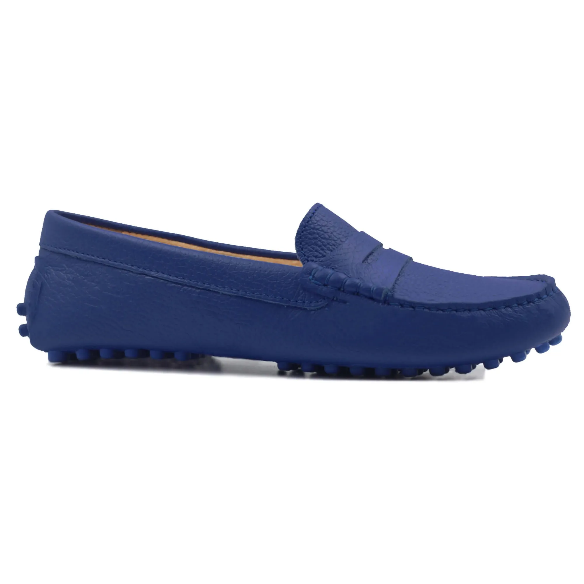 Shop Mocassins cuir grainé bleu royal Femme Mocassins & Derbies
