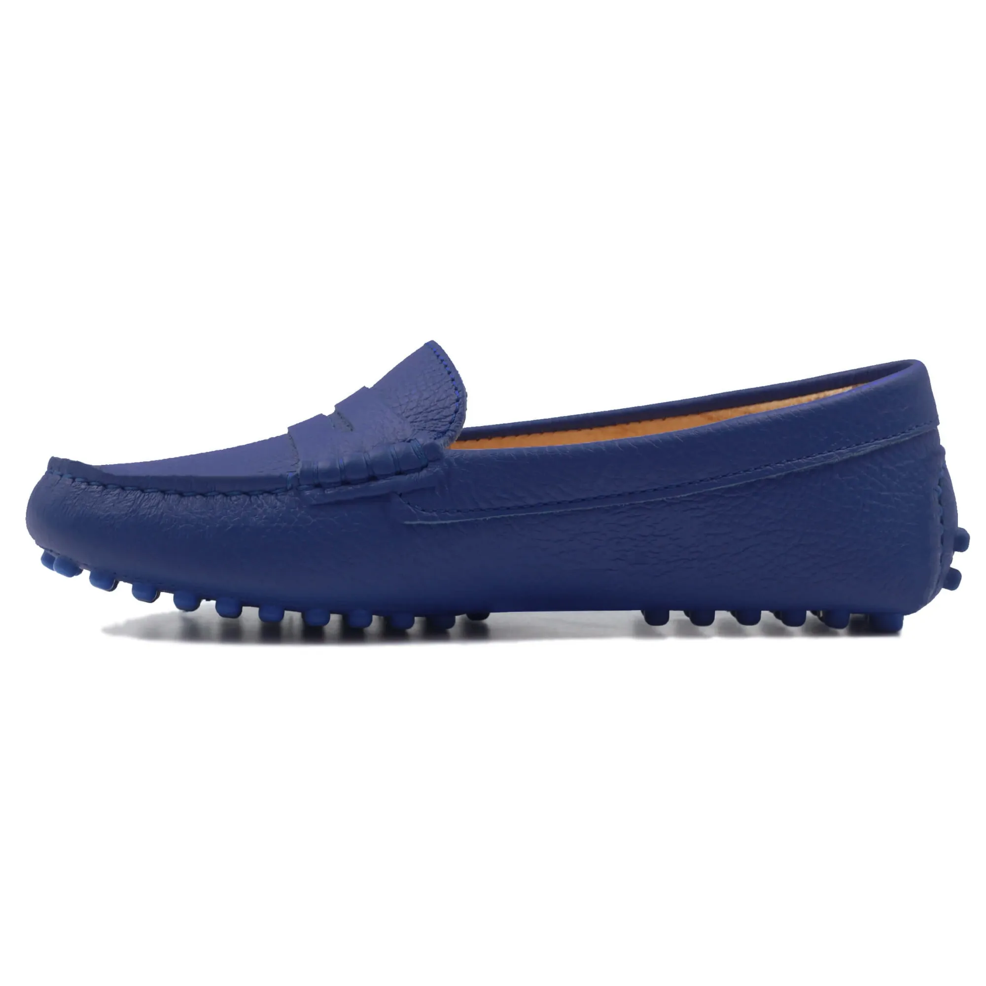 Shop Mocassins cuir grainé bleu royal Femme Mocassins & Derbies