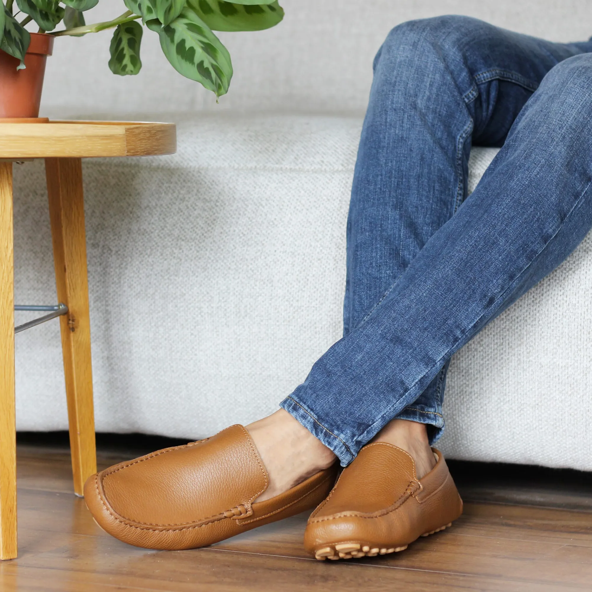 Shop Mocassins cuir grainé Homme Fins De Série Solidaires