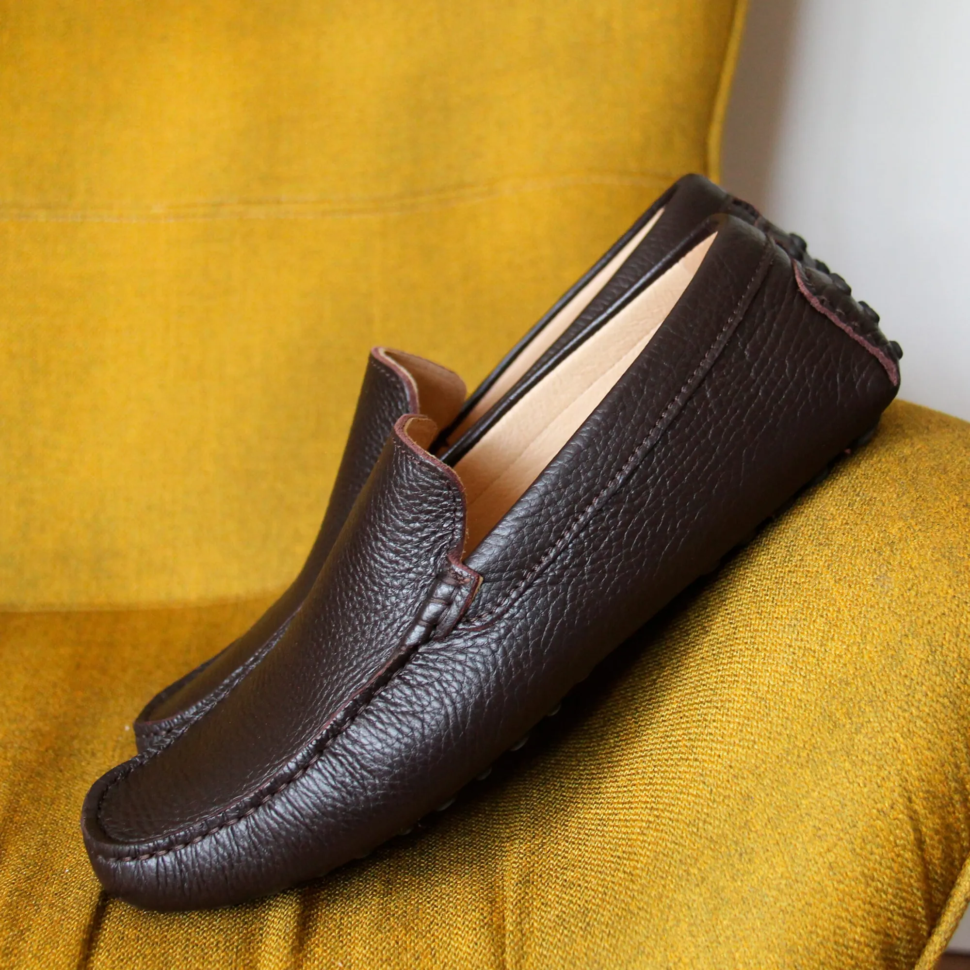 Sale Mocassins cuir grainé Homme Fins De Série Solidaires