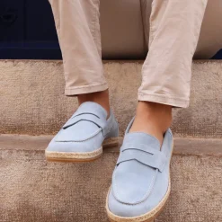 Best Mocassins espadrilles cuir bleu clair Homme Mocassins