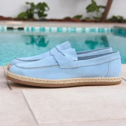 Best Mocassins espadrilles cuir bleu clair Homme Mocassins