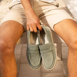 Cheap Mocassins espadrilles cuir daim Homme Mocassins