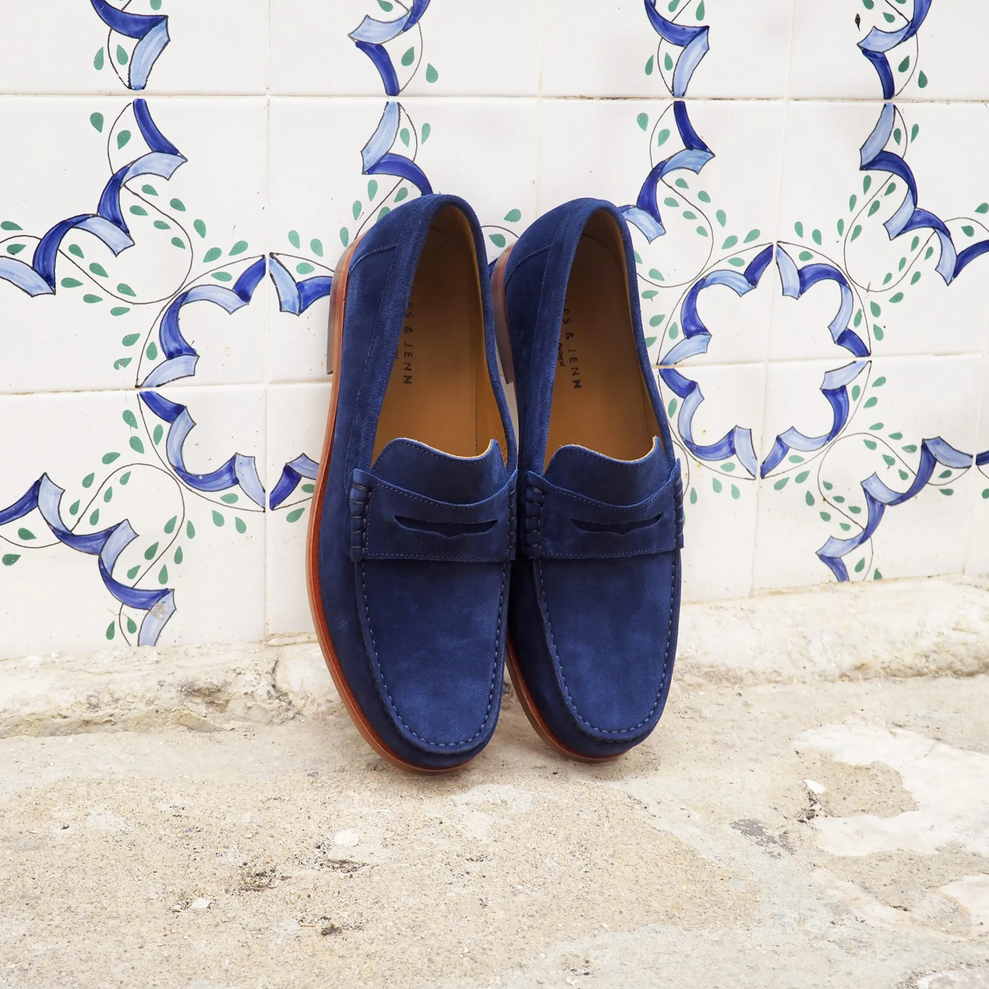 Store Mocassins urbains cuir daim bleu Homme Mocassins