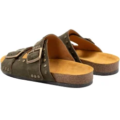 Best Mules liège clous cuir daim Femme Sandales