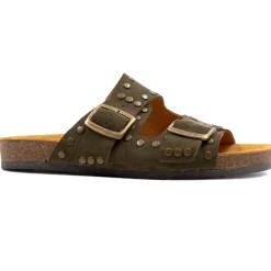Best Mules liège clous cuir daim Femme Sandales