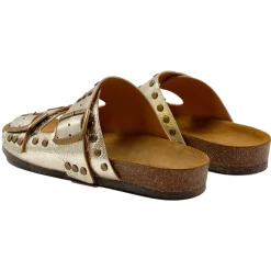 Cheap Mules liège clous cuir métallisé Femme Sandales