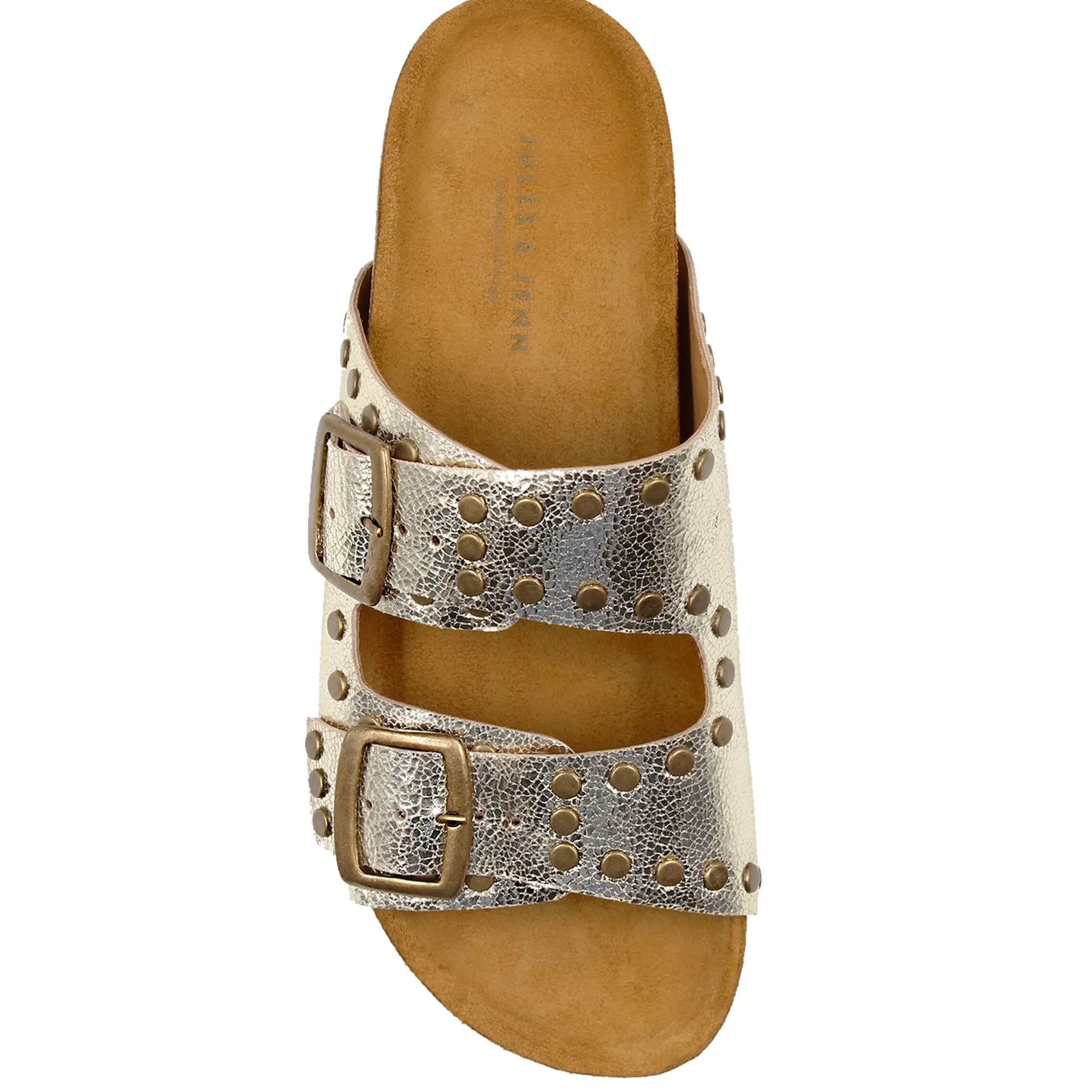 Cheap Mules liège clous cuir métallisé Femme Sandales