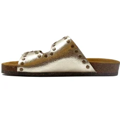 Cheap Mules liège clous cuir métallisé Femme Sandales