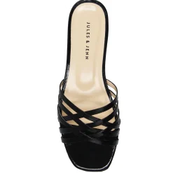 Sale Mules plates brides cuir Femme Sandales