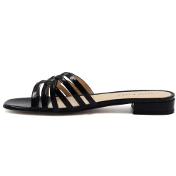 Sale Mules plates brides cuir Femme Sandales