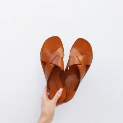 Sale Mules plates cuir Femme Sandales