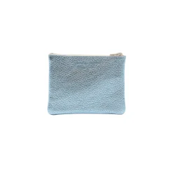 Shop Pochette cuir grainé métallisé bleu clair - petit modèle Femme Pochettes|Petite Maroquinerie