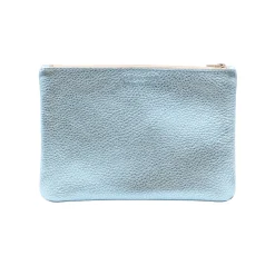 Clearance Pochette cuir métallisé bleu clair Femme Pochettes|Petite Maroquinerie