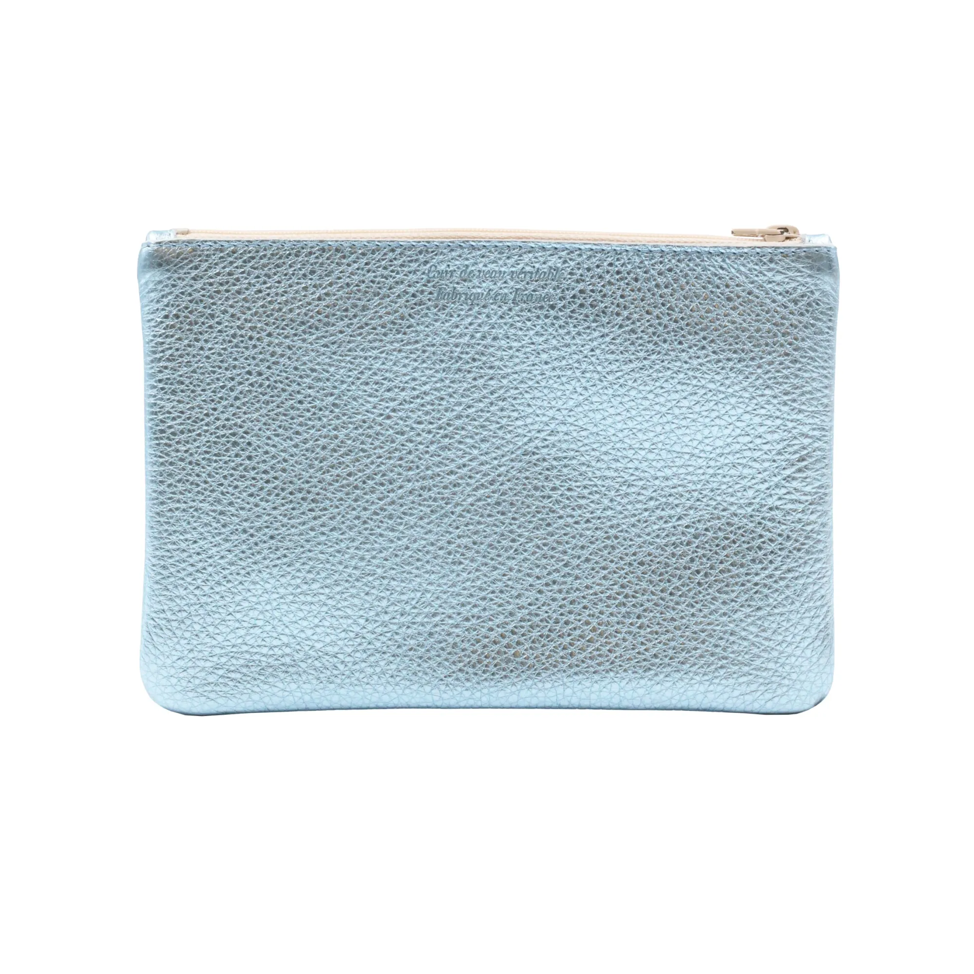 Clearance Pochette cuir métallisé bleu clair Femme Pochettes|Petite Maroquinerie