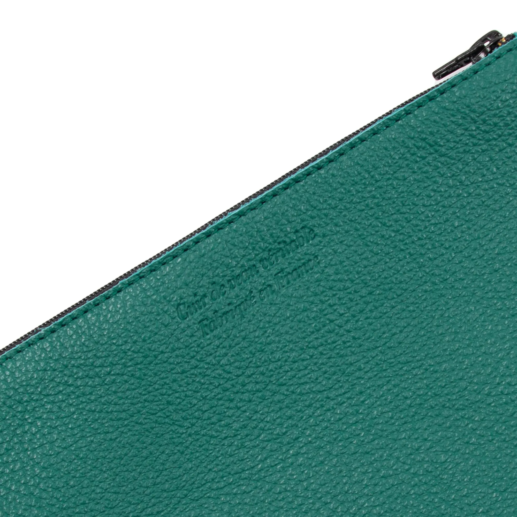 Fashion Pochette cuir upcyclé grainé vert Femme Dressing Recyclé|Pochettes