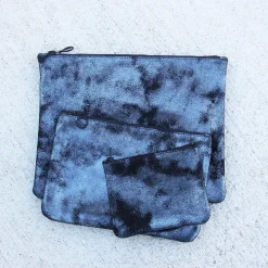 New Pochette cuir upcyclé noir irisé Femme Dressing Recyclé|Pochettes