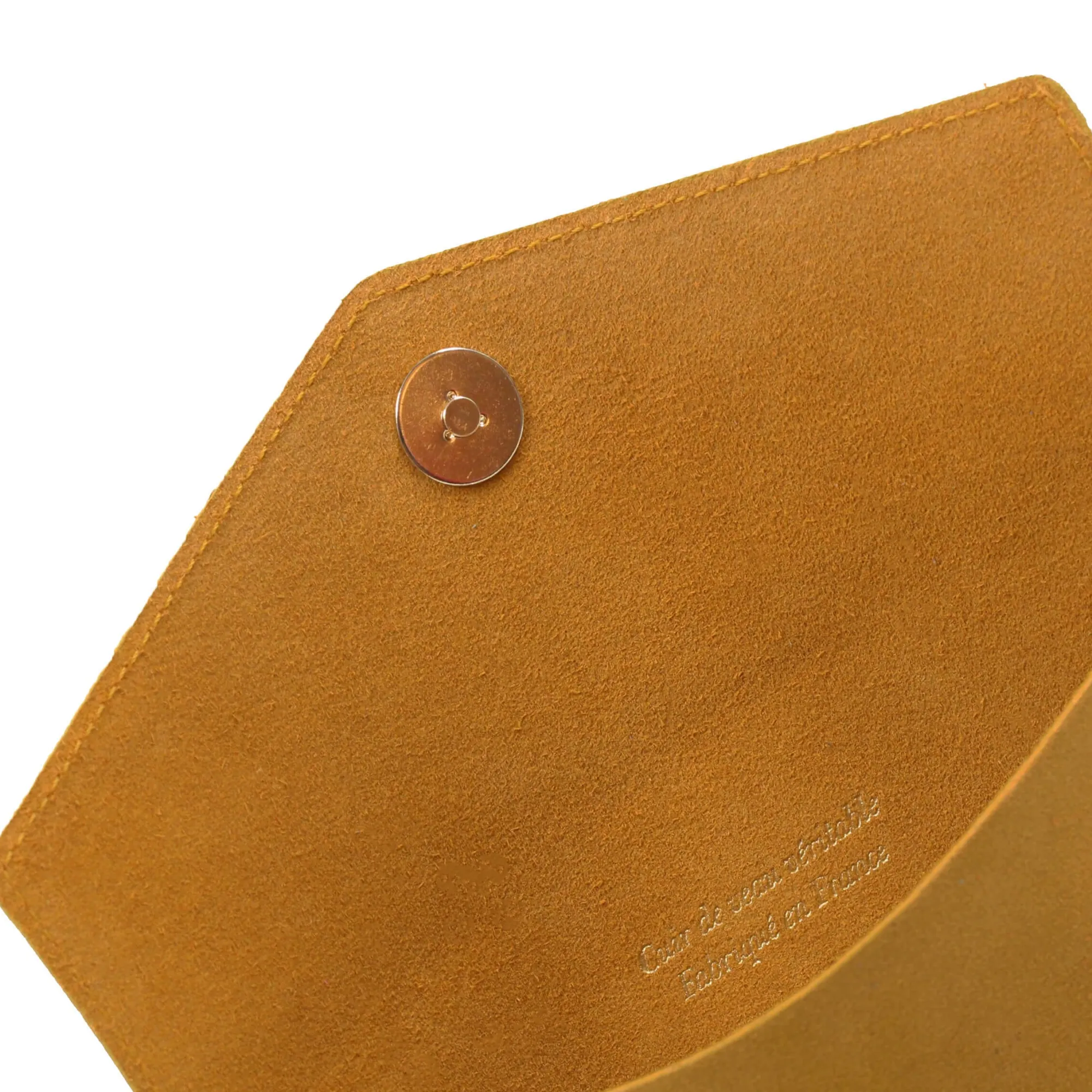 Best Pochette enveloppe cuir upcyclé jaune Femme Dressing Recyclé|Pochettes