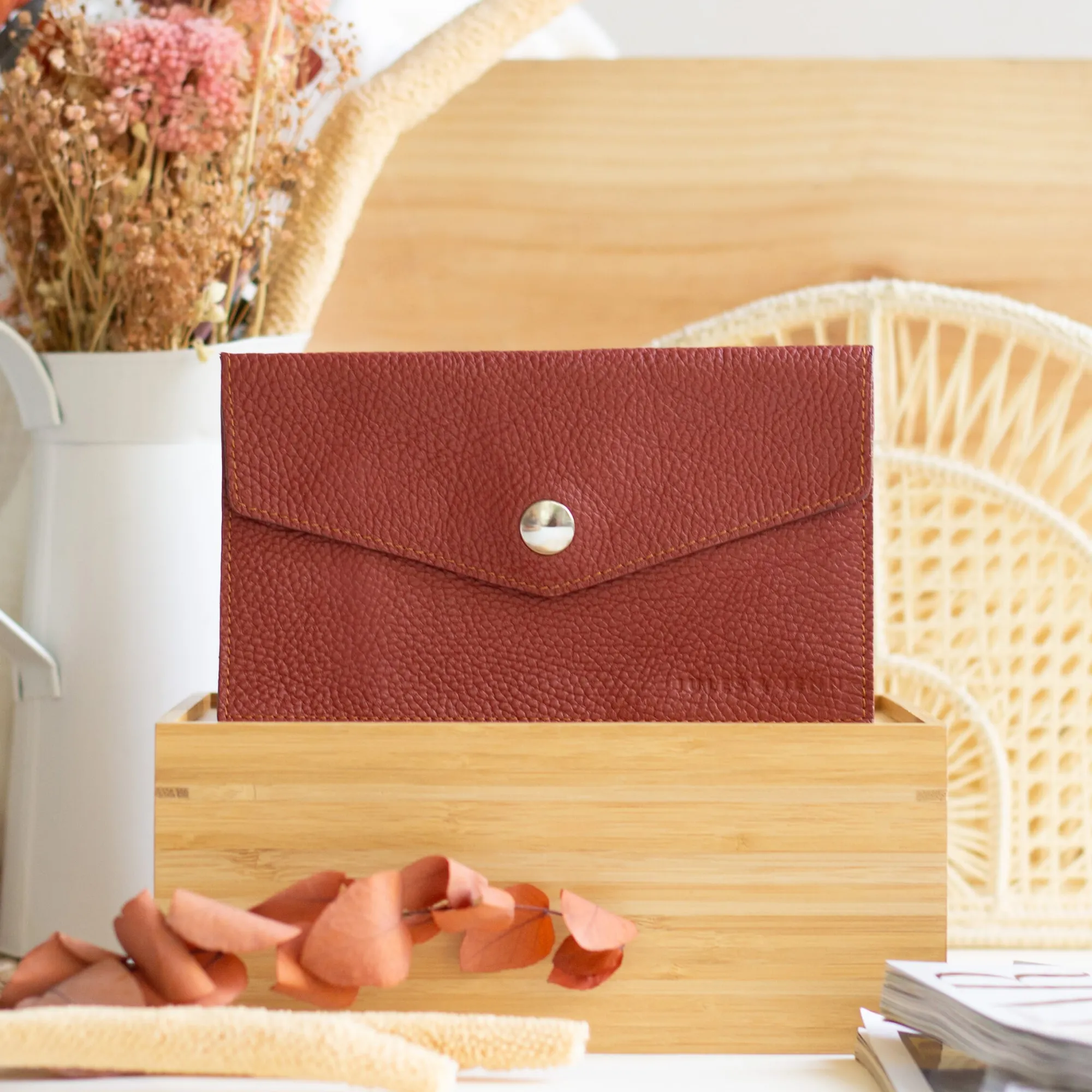 Clearance Pochette enveloppe upcyclé brique Femme Dressing Recyclé|Petite Maroquinerie