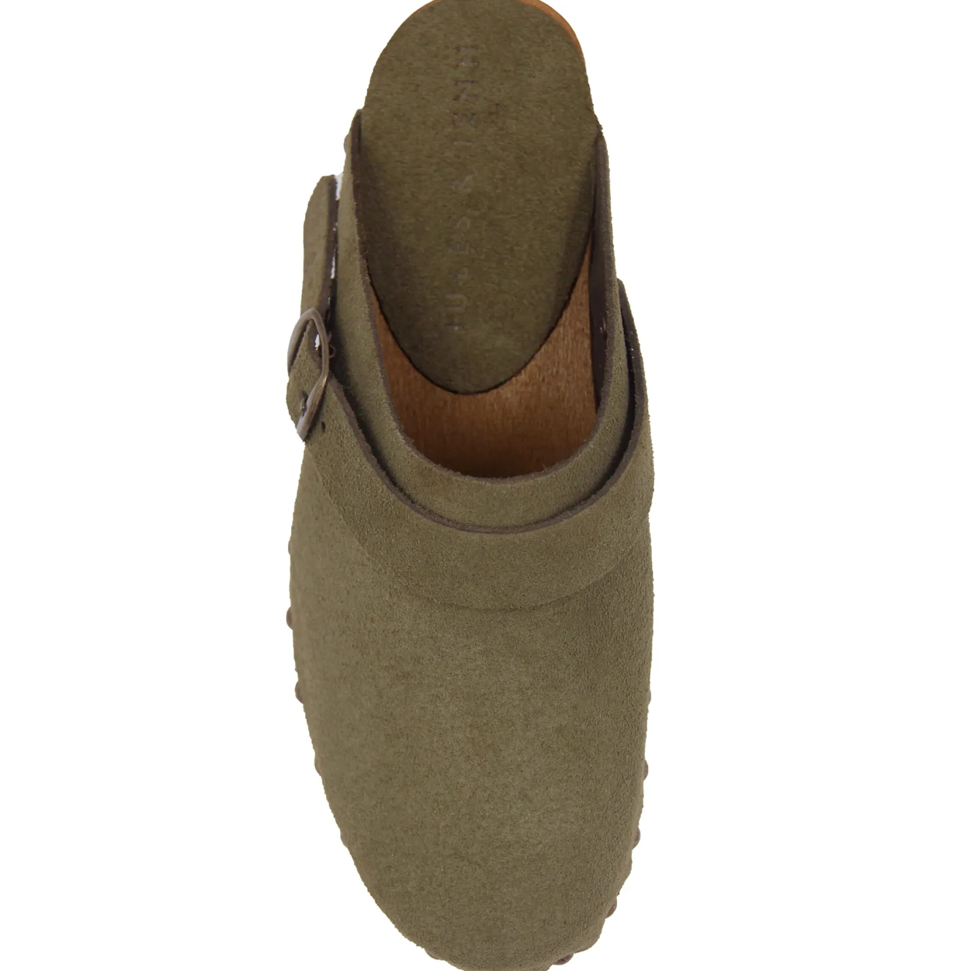 Clearance Sabots bois brides cuir daim Femme Sandales