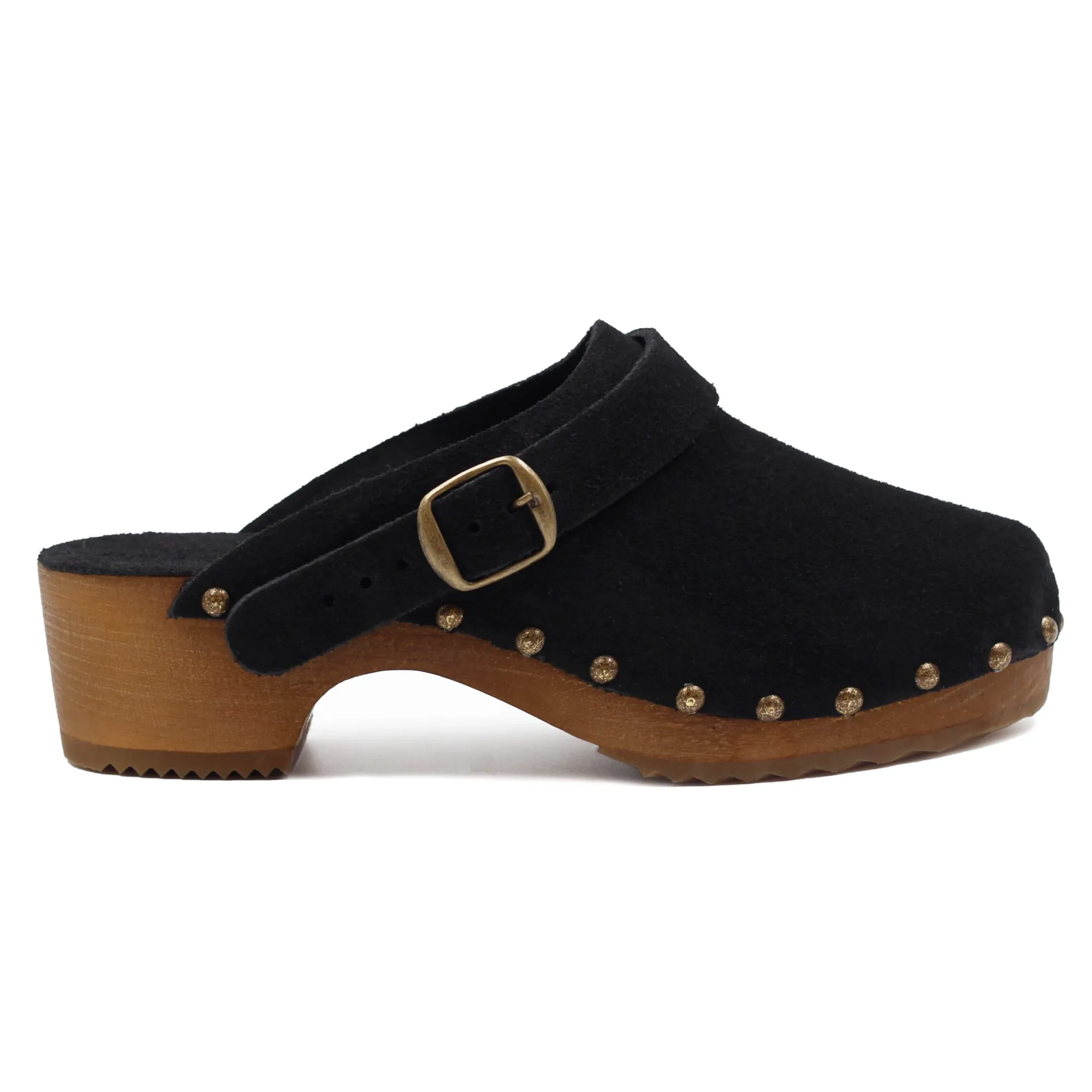 Outlet Sabots bois brides cuir daim Femme Sandales