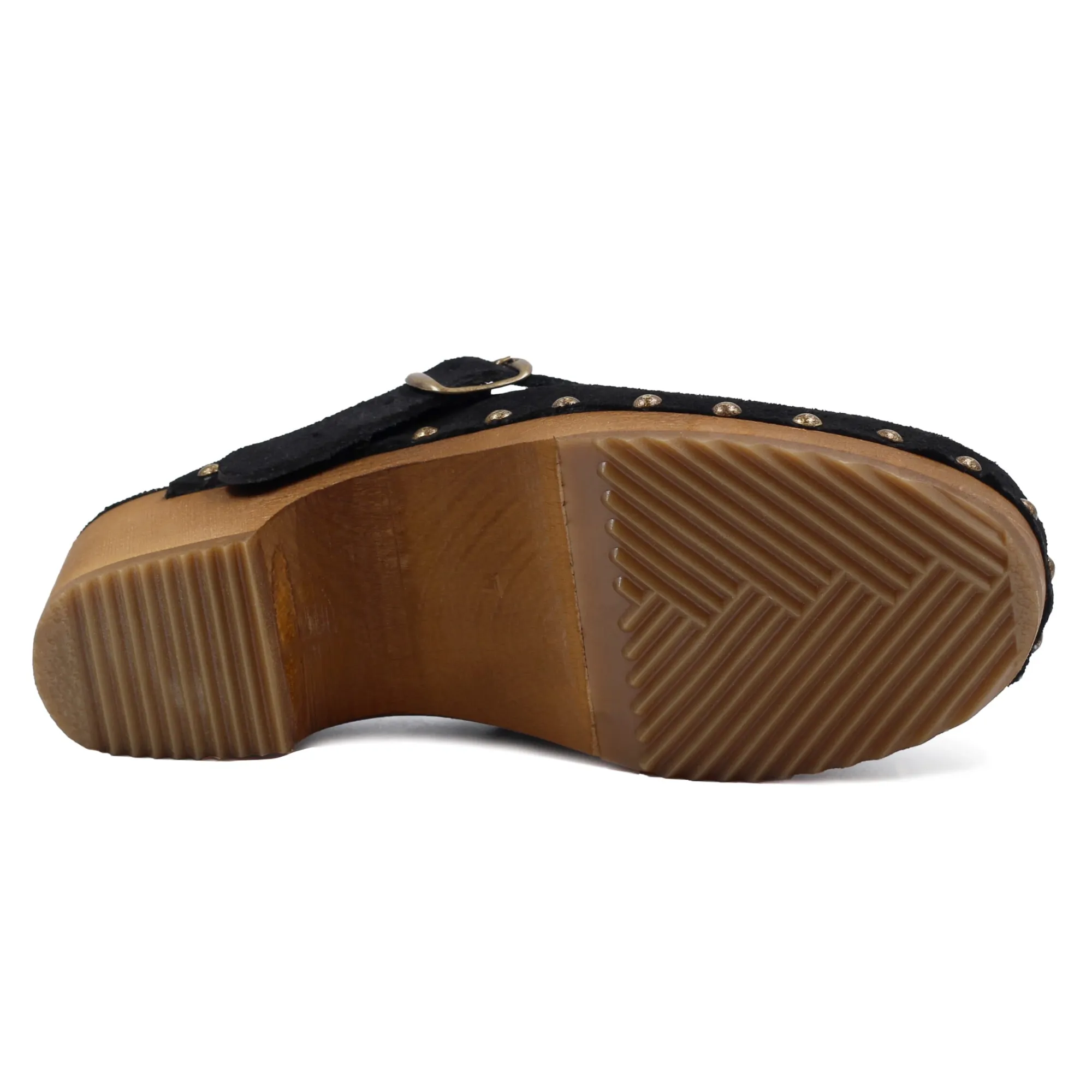 Outlet Sabots bois brides cuir daim Femme Sandales