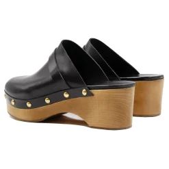 Best Sale Sabots bois clous cuir Femme Sandales