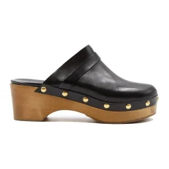 Best Sale Sabots bois clous cuir Femme Sandales