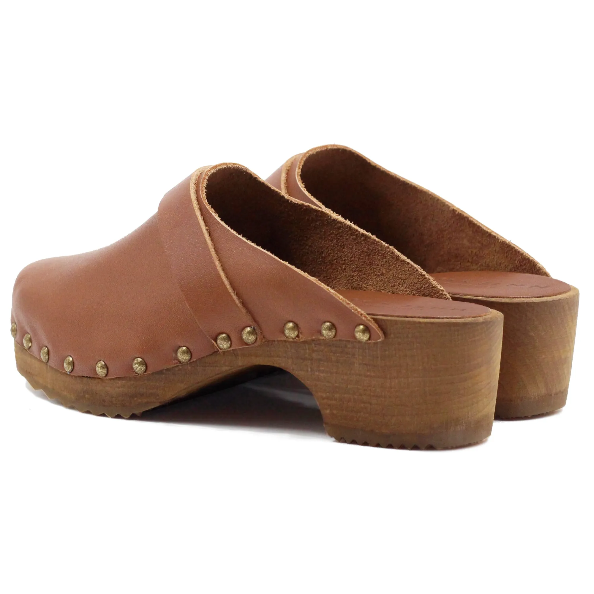 Clearance Sabots bois cuir Femme Sandales