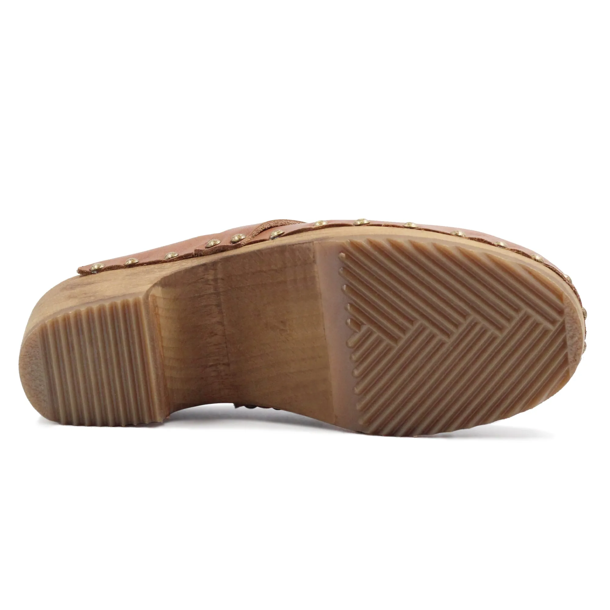 Clearance Sabots bois cuir Femme Sandales