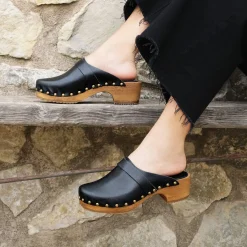 Discount Sabots bois cuir Femme Sandales