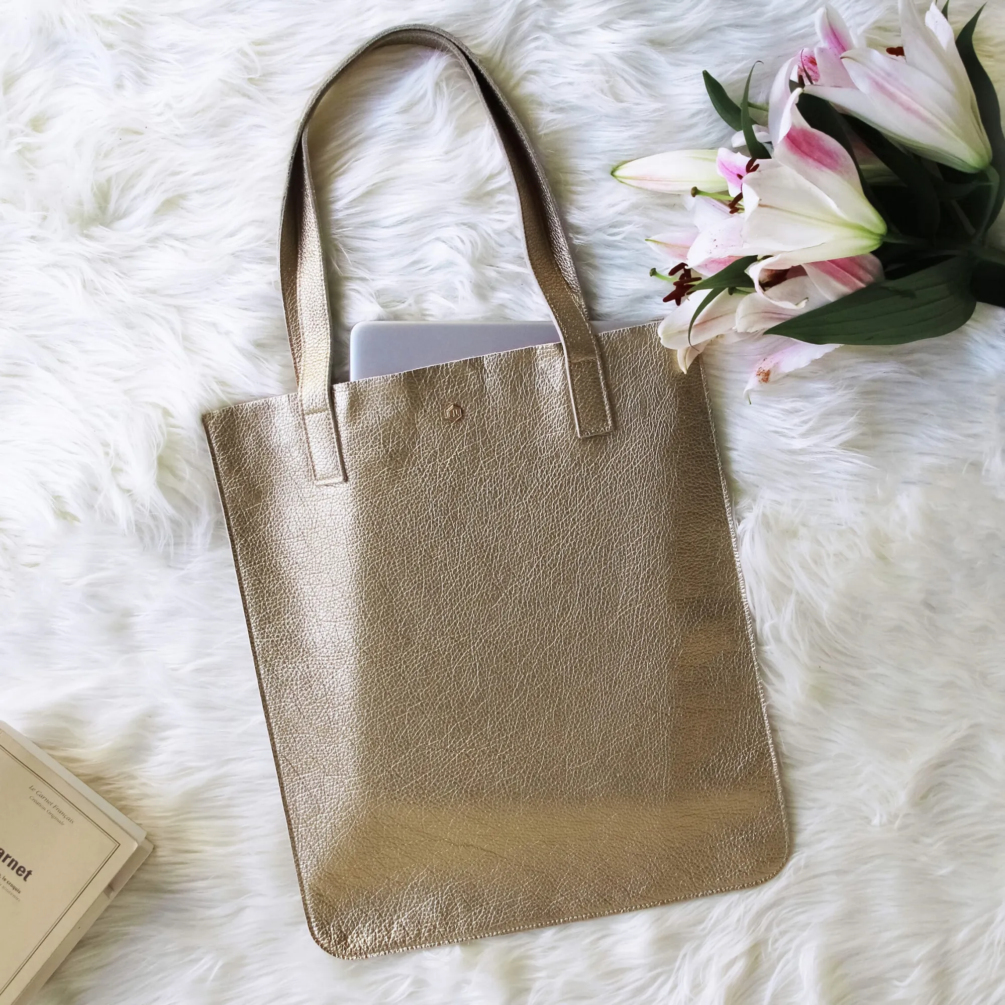 Sale Sac cabas plat cuir grainé Femme Sacs À Main