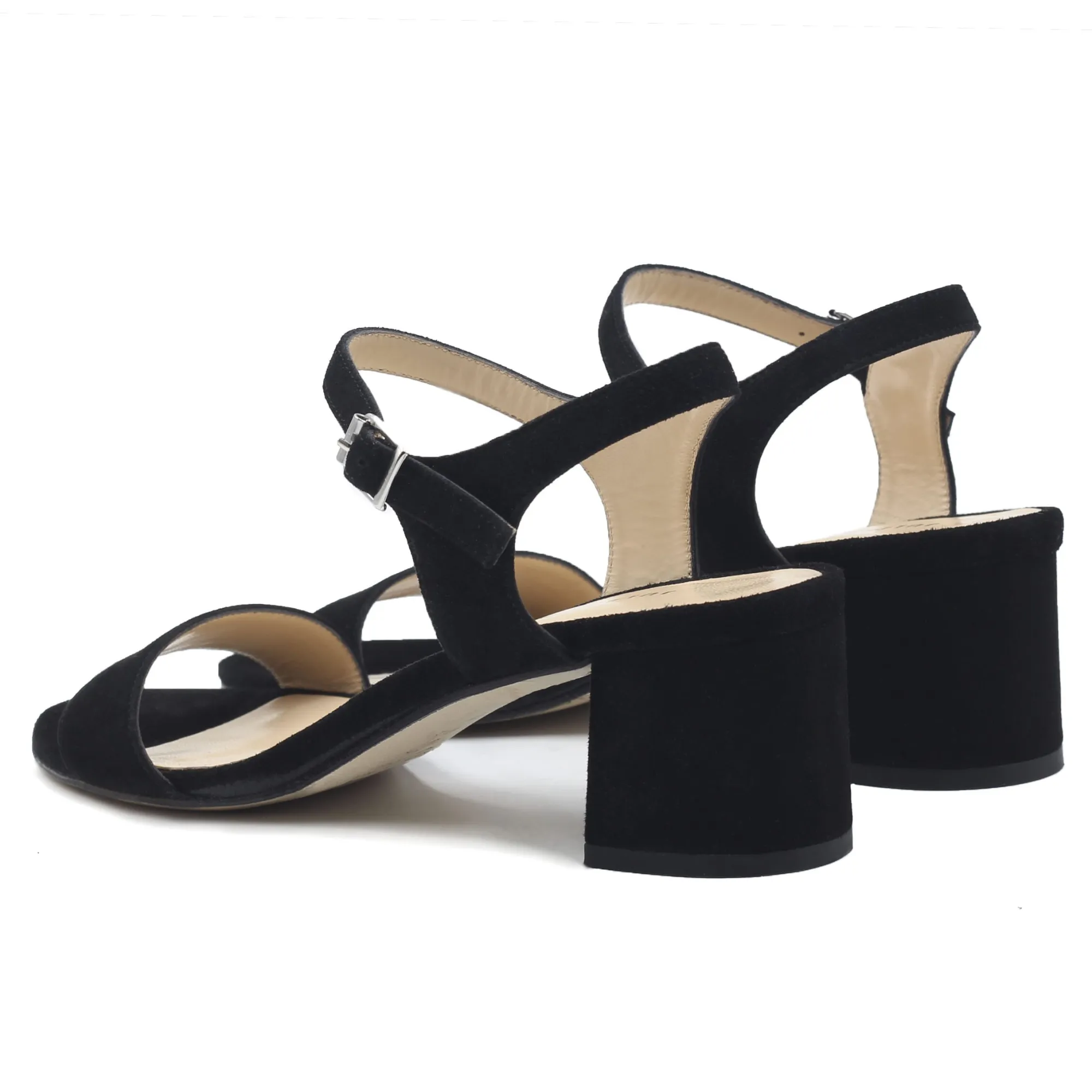 New Sandales moyen talon cuir daim Femme Sandales