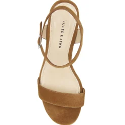 Sale Sandales moyen talon daim cognac Femme Sandales