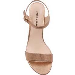 Fashion Sandales moyen talon métallisé rose Femme Sandales