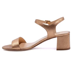 Fashion Sandales moyen talon métallisé rose Femme Sandales